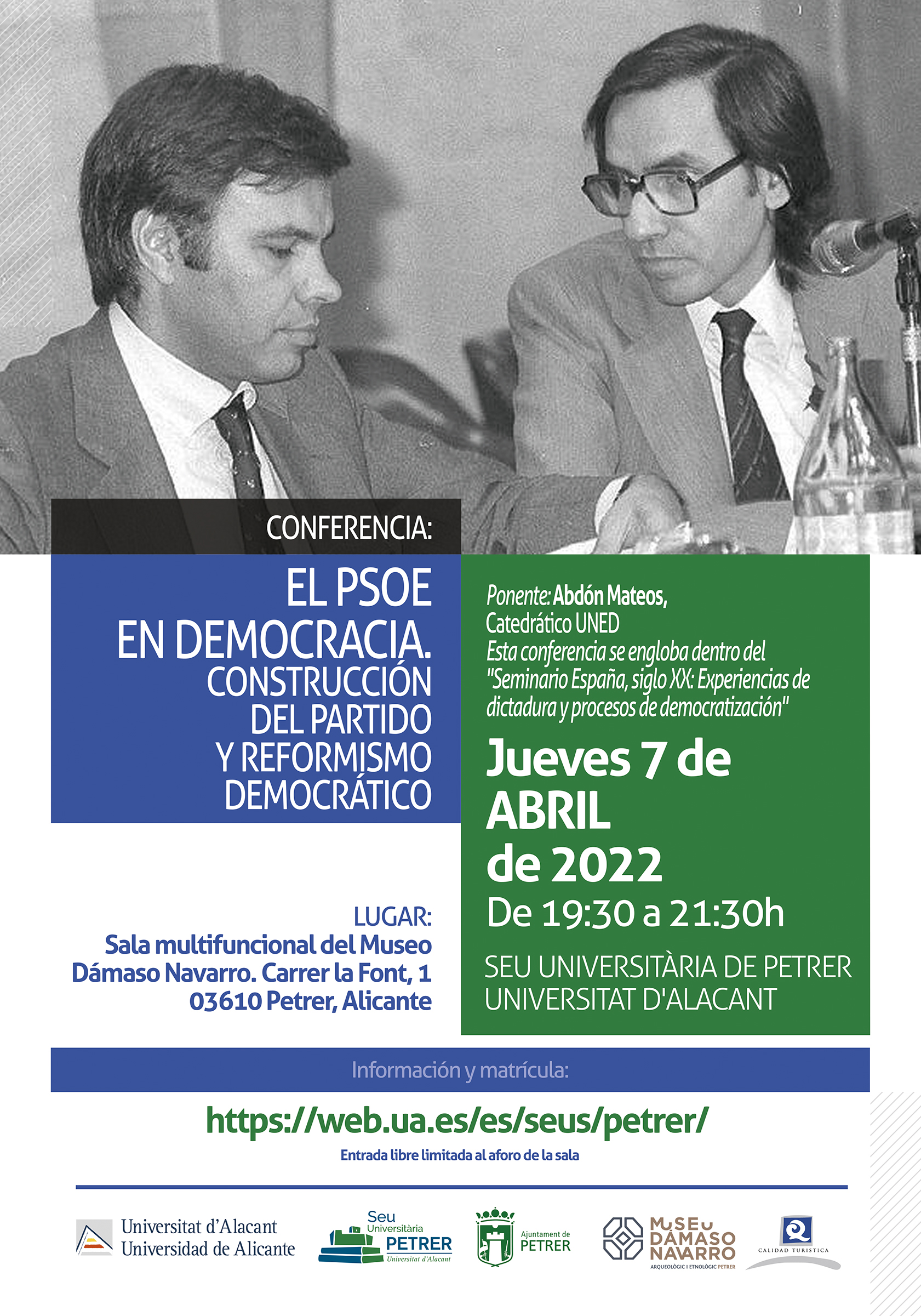 2022-04-07 - Conferencia - El PSOE en democracia. Construcción del partido y reformismo democrático