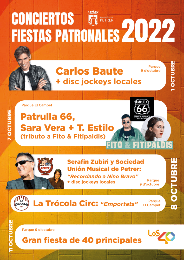 Cartel Programación Fiestas Patronales Petrer 2022