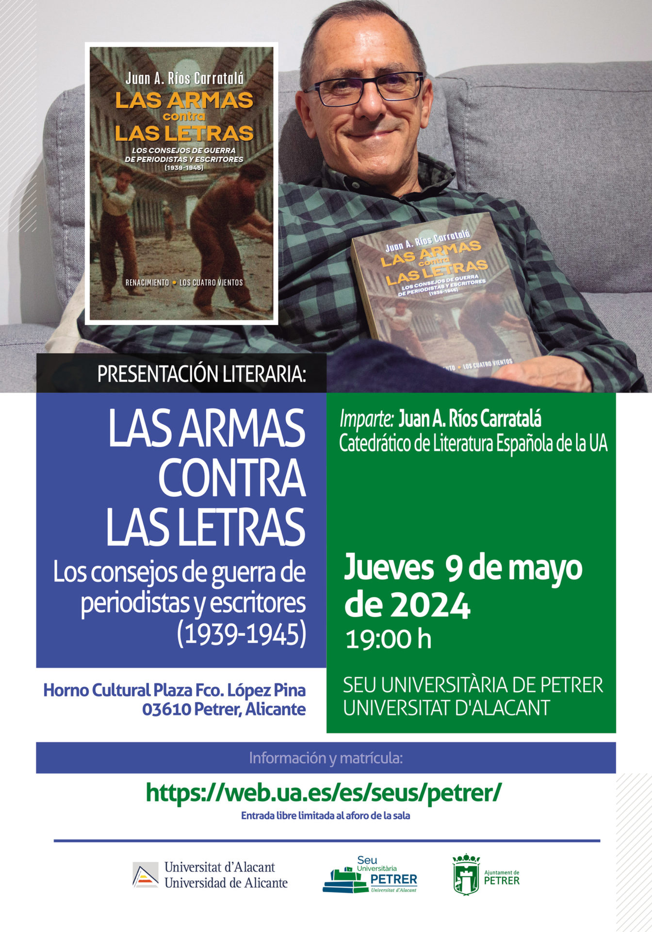 2024-05-09 - Presentación literaria - Las armas contra las letras. Los consejos de guerra de periodistas y escritores (1939-1945) - Juan A. Ríos Carratalá