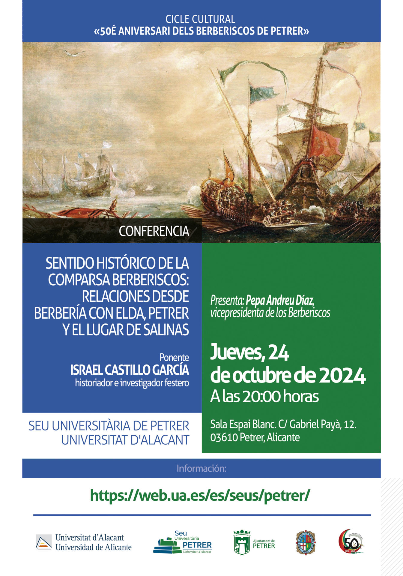 2024-10-24 - Conferencia - Israel Castillo - Sentido histórico de la comparsa Berberiscos: Relaciones desde Berbería con Elda, Petrer y el lugar de Salinas
