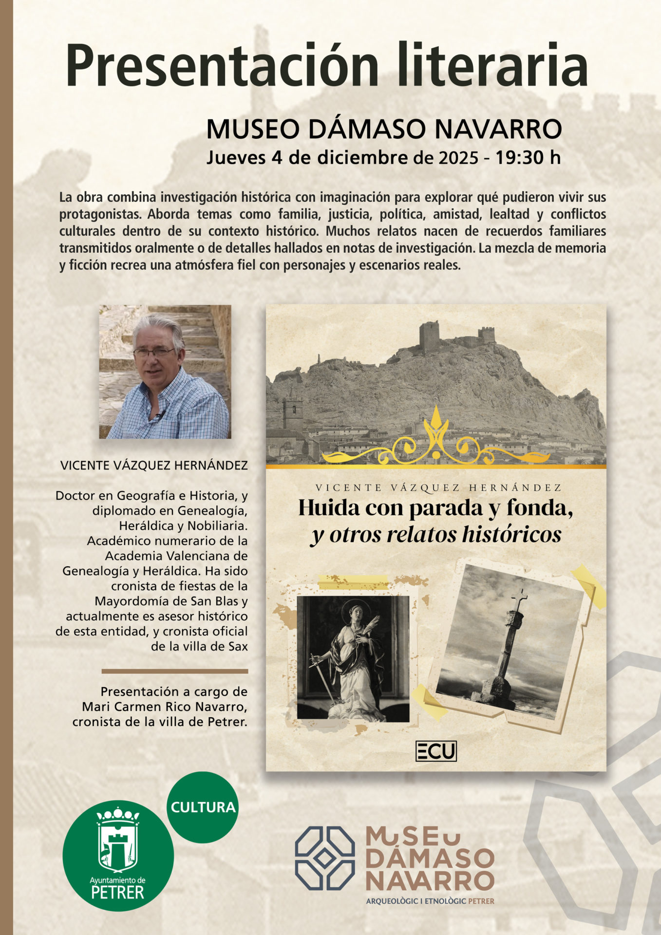 2025-12-04 - Presentación literaria - Vicente Vázquez - Huida con parada y fonda, y otros relatos históricos